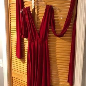 Previously Worn Long Tie/Wrap Red Dress